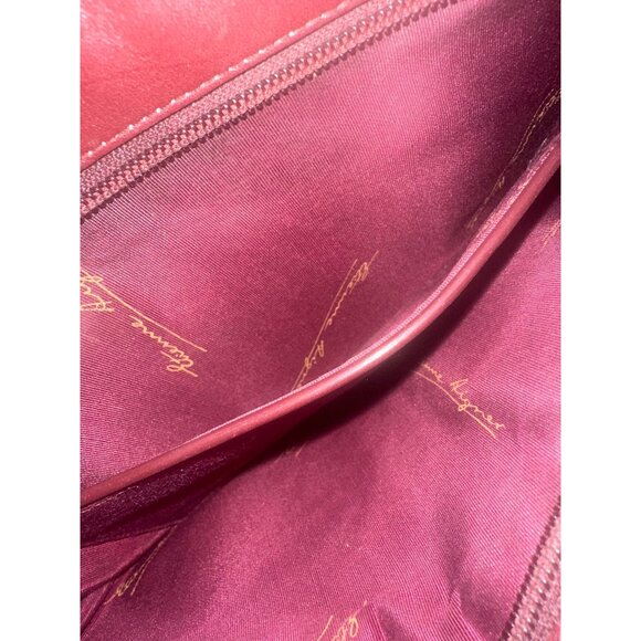 Vintage Etienne Aigner Clutch Wristlet Bag Burgundy Leather Gold Logo Accent - Picture 5 of 5